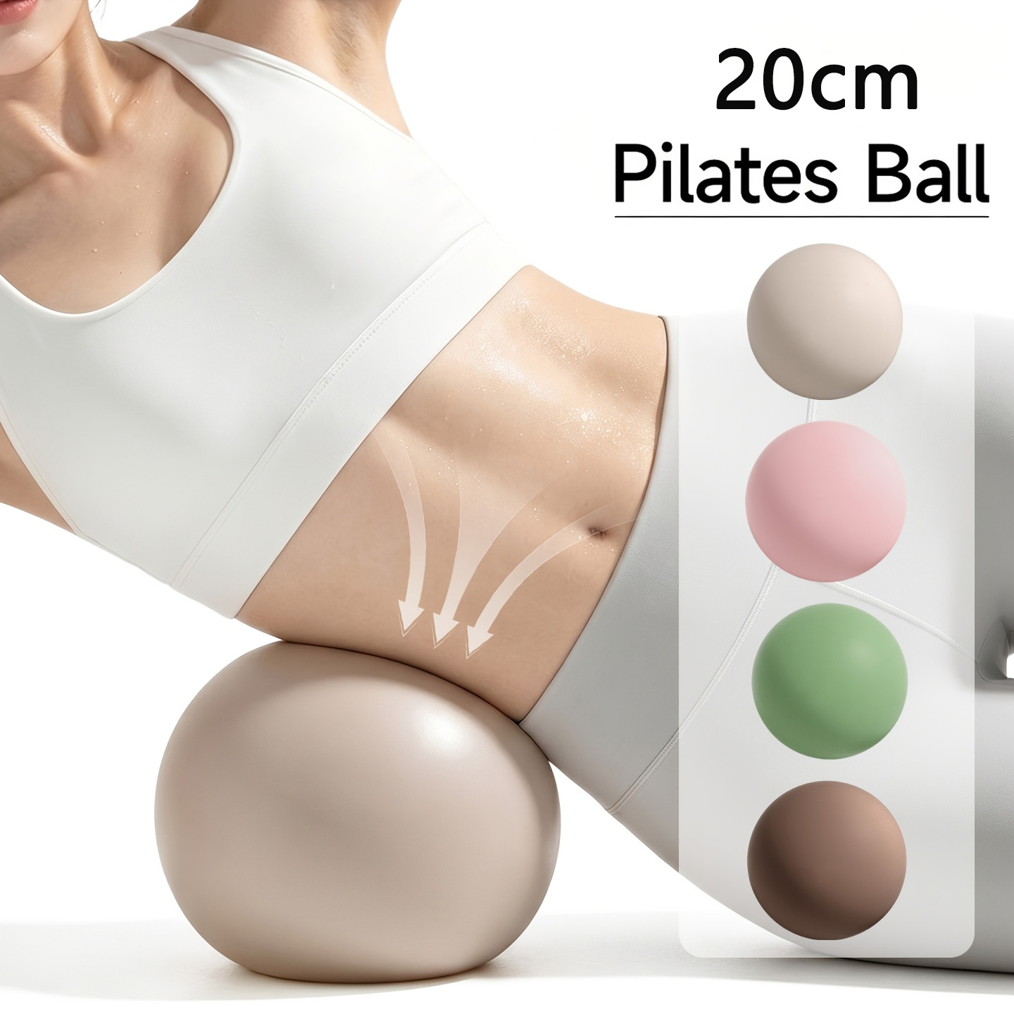 Pilates Toning Ball - ลูกบอลโยคะขนาดเล็ก 7.87 นิ้ว หนาพิเศษ ป้องกันการแตก สำหรับออกกำลังกาย