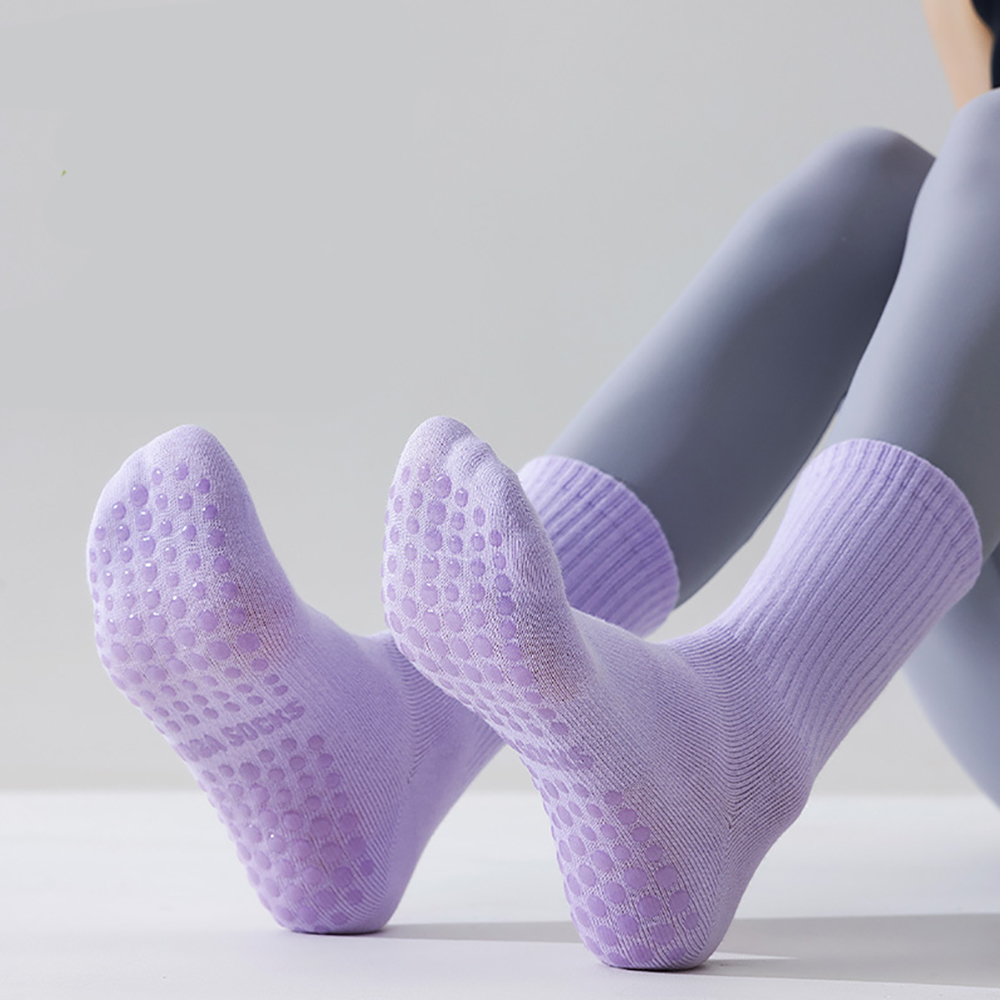 Youtube Yoga Pilates - ถุงเท้าโยคะสำหรับผู้หญิงคุณภาพสูง ถุงเท้ากีฬาสีสันสดใส ระบายอากาศได้ดี กันลื่น เหมาะสำหรับพิลาทิสและออกกำลังกายในร่ม ถุงเท้าผ้าฝ้าย
