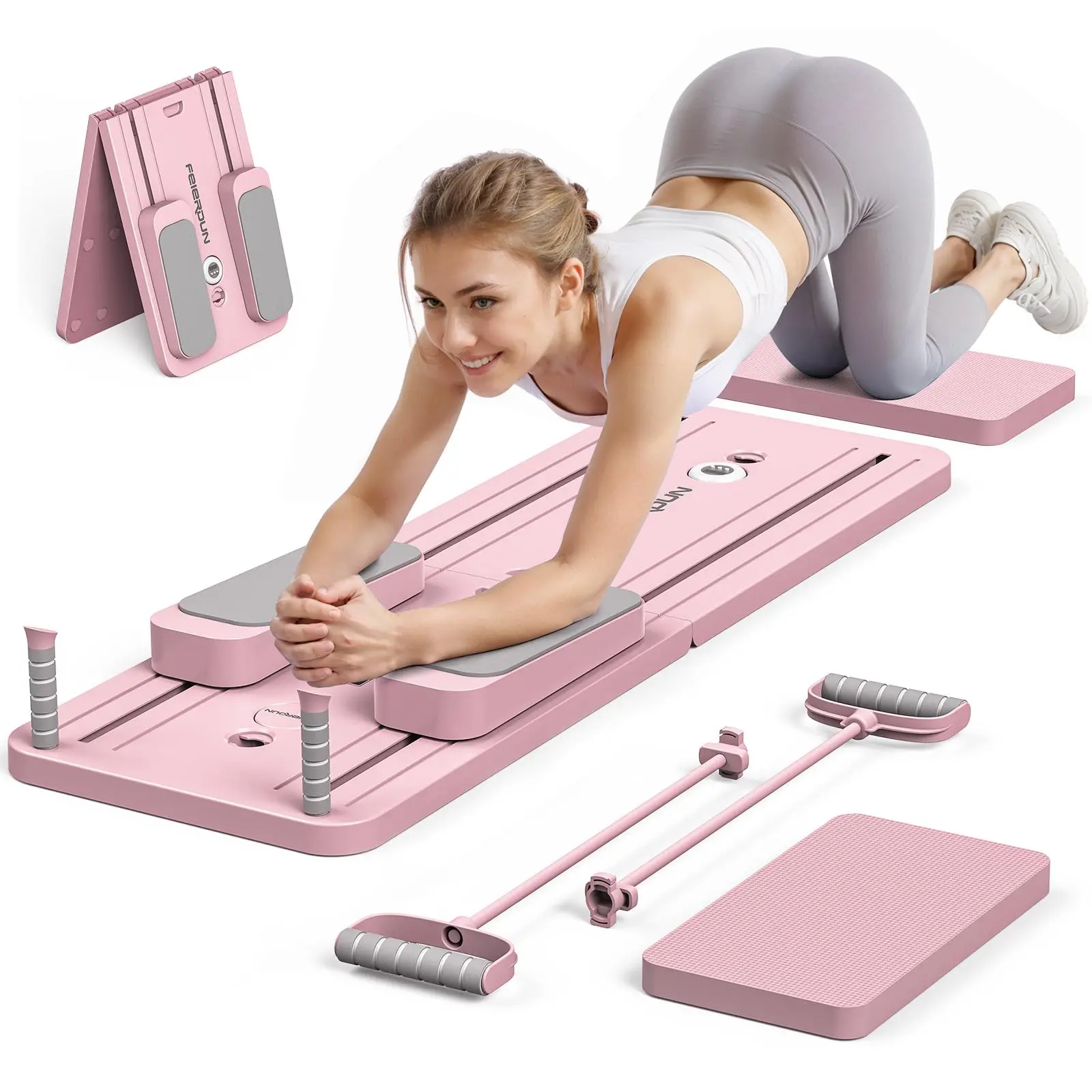 Yoga Pilates Yoga - บอร์ดพิลาทิสแบบพับได้ อุปกรณ์ฝึกกล้ามเนื้อหน้าท้องอเนกประสงค์ เครื่องออกกำลังกายหน้าท้องสำหรับยิมที่บ้าน อุปกรณ์โยคะพิลาทิสแบบใช้งานคู่สำหรับกระชับเอวและขา