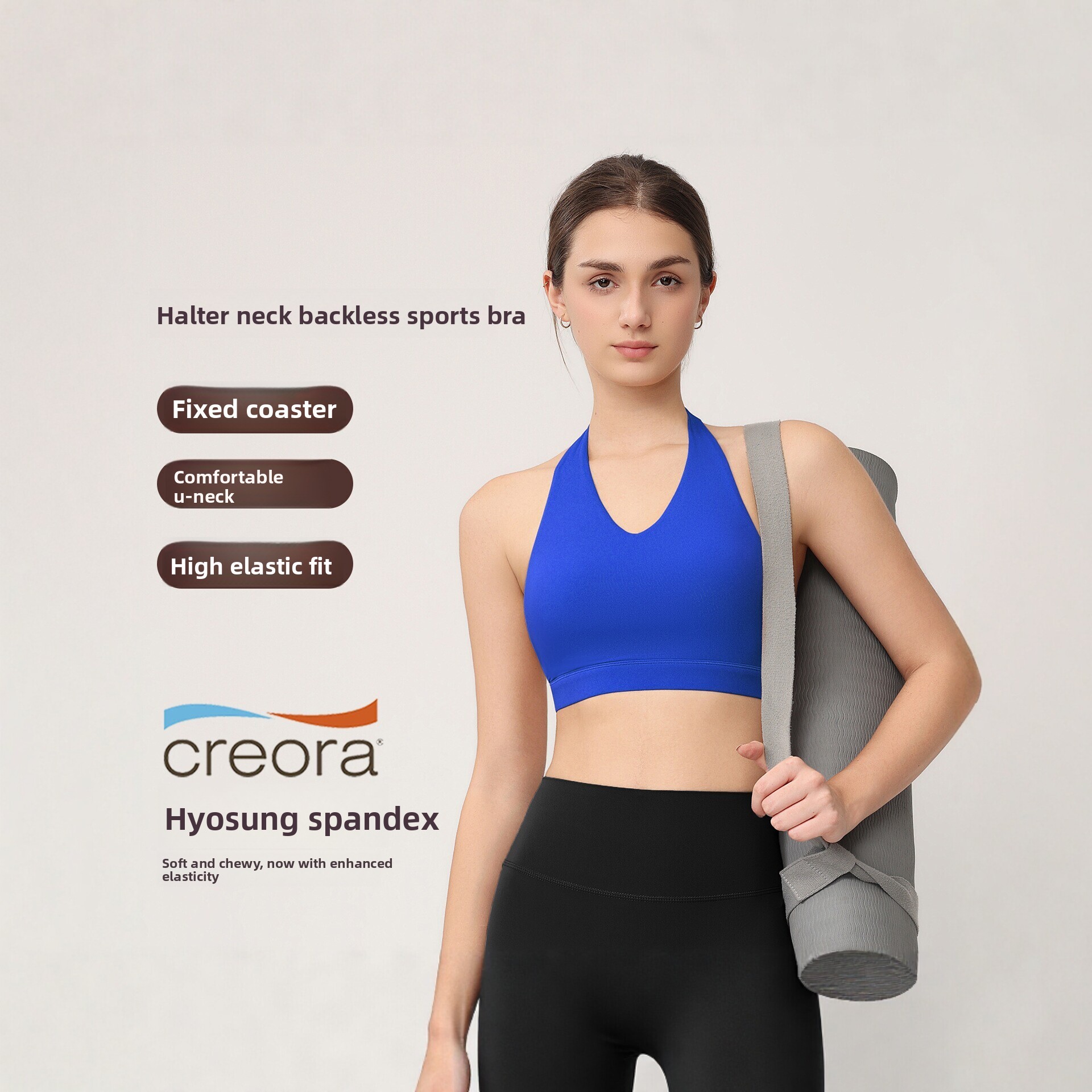 Pilates Yoga Exercises - สปอร์ตบราแบบฮอลเตอร์สำหรับผู้หญิง พร้อมแผ่นรองในตัว กันกระแทกและเสริมทรง ทรงเรเซอร์แบ็ค เหมาะสำหรับโยคะ พิลาทิส