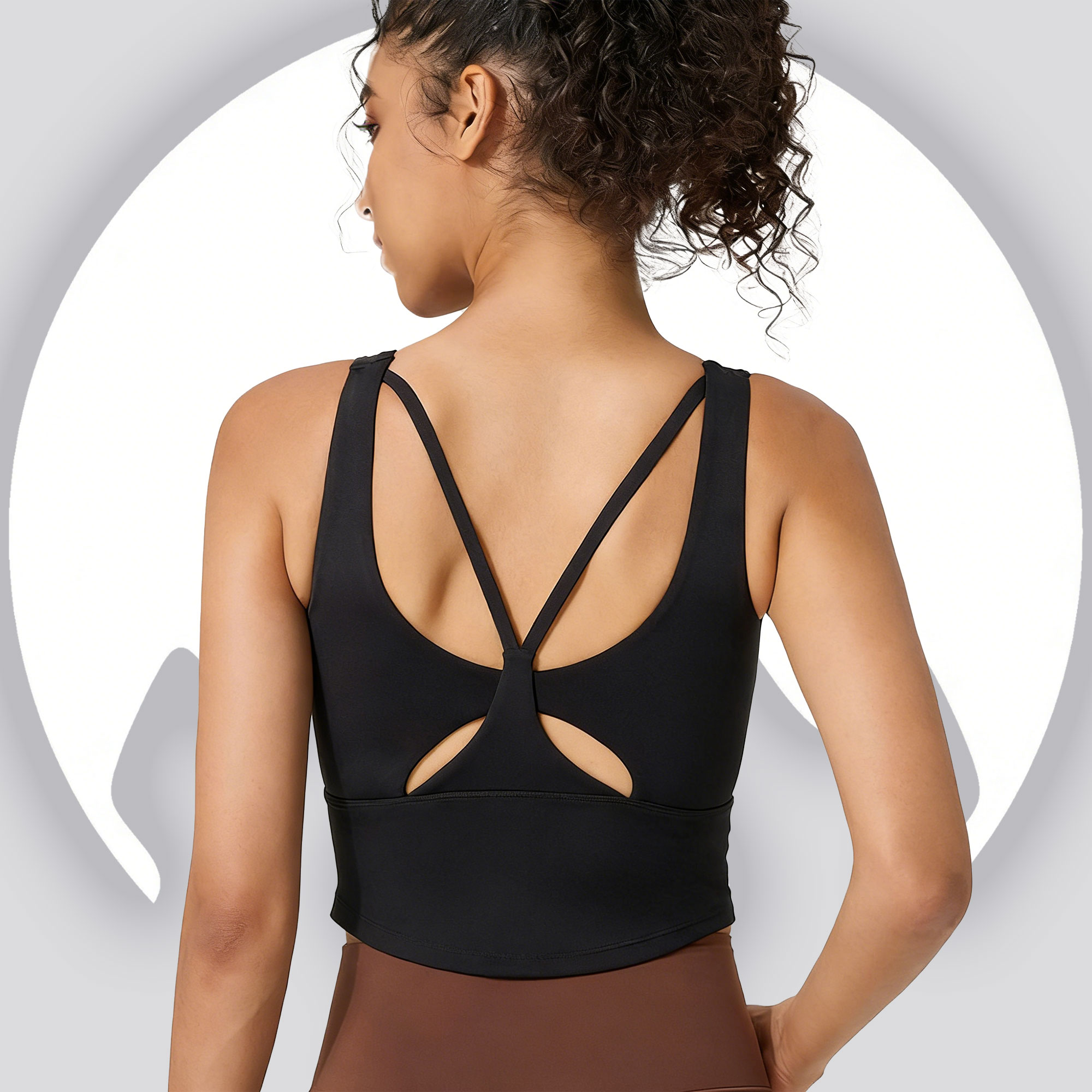 Pilates Yoga Exercises - เสื้อชั้นในกีฬาโยคะแบบฟิกซ์คัพสำหรับผู้หญิง - เสื้อกล้ามออกกำลังกายแบบไขว้หลังรัดเอว สำหรับพิลาทิส ยิม ฟิตเนสกลางแจ้ง