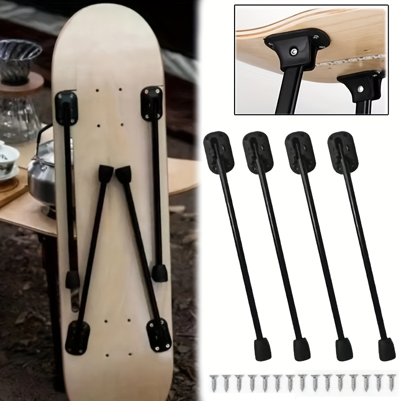 Inversion Table Fold - ขาโต๊ะพับโลหะ 4 ชิ้น, อุปกรณ์ปรับระดับได้สำหรับโต๊ะกาแฟ, โต๊ะแล็ปท็อป และใช้ในครัวสำหรับการเดินทาง