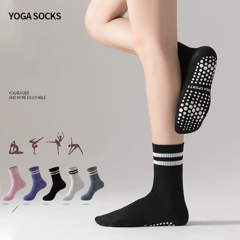 Yoga Pilates Yoga - ดรีมไลค์ลิน 1 คู่ถุงเท้าโยคะสำหรับผู้หญิงแบบกลางน่อง ถุงเท้ากันลื่น ระบายอากาศได้ดี และซับเหงื่อ