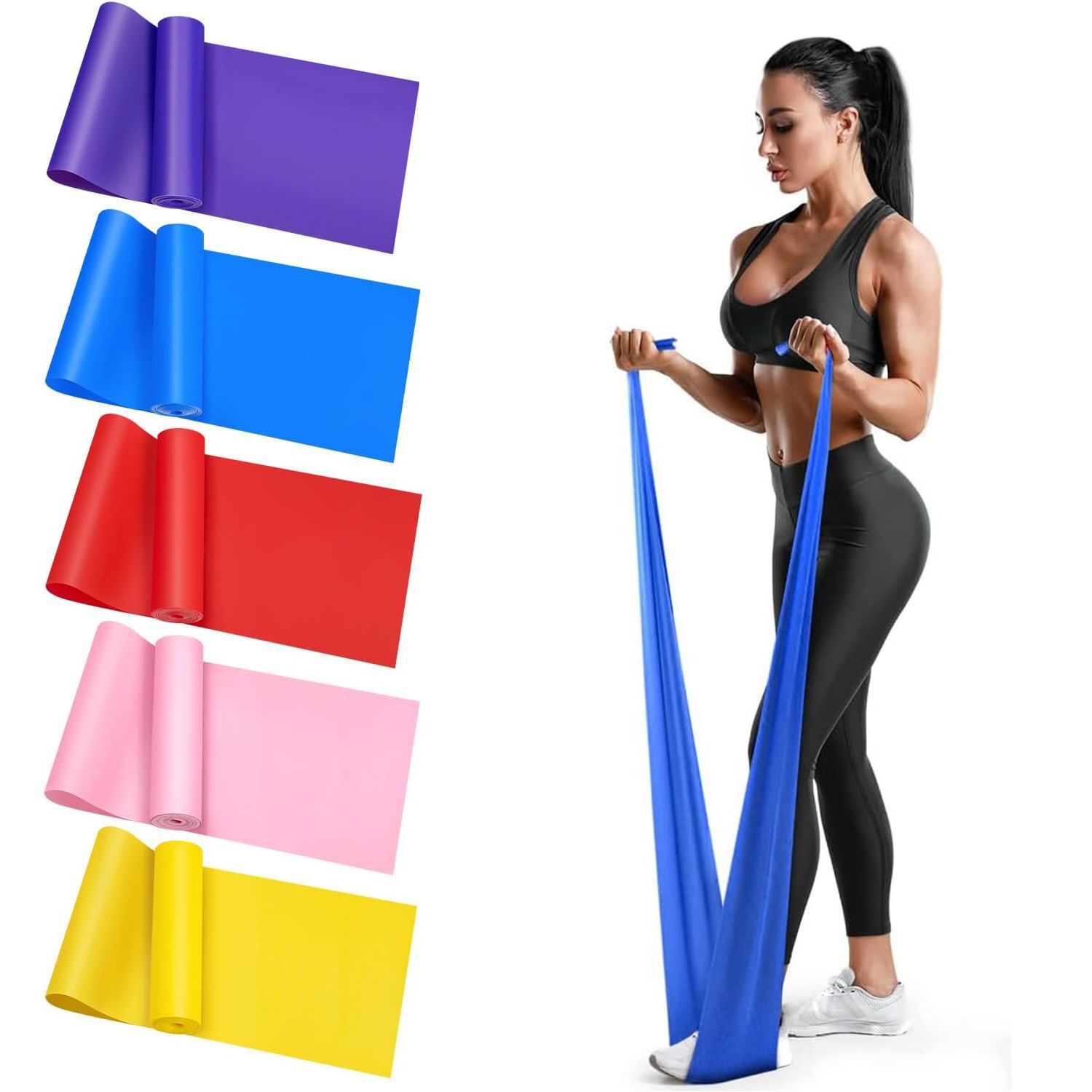 Pilates Yoga Circle - สายยางยืดโยคะแบบพกพา สายยางยืดพิลาทิสสำหรับบริหารสะโพก สายยางยืดลาเท็กซ์สำหรับออกกำลังกายที่บ้าน สายยางยืดสำหรับฝึกความแข็งแรงและออกกำลังกายที่บ้าน