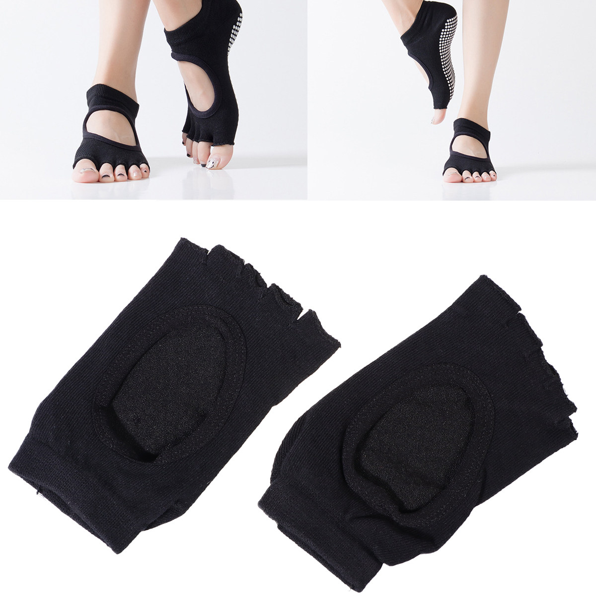1 คู่ถุงเท้าโยคะห้านิ้วแบบโปร่ - Pilates Yoga Exercises บทวิจารณ์และราคา