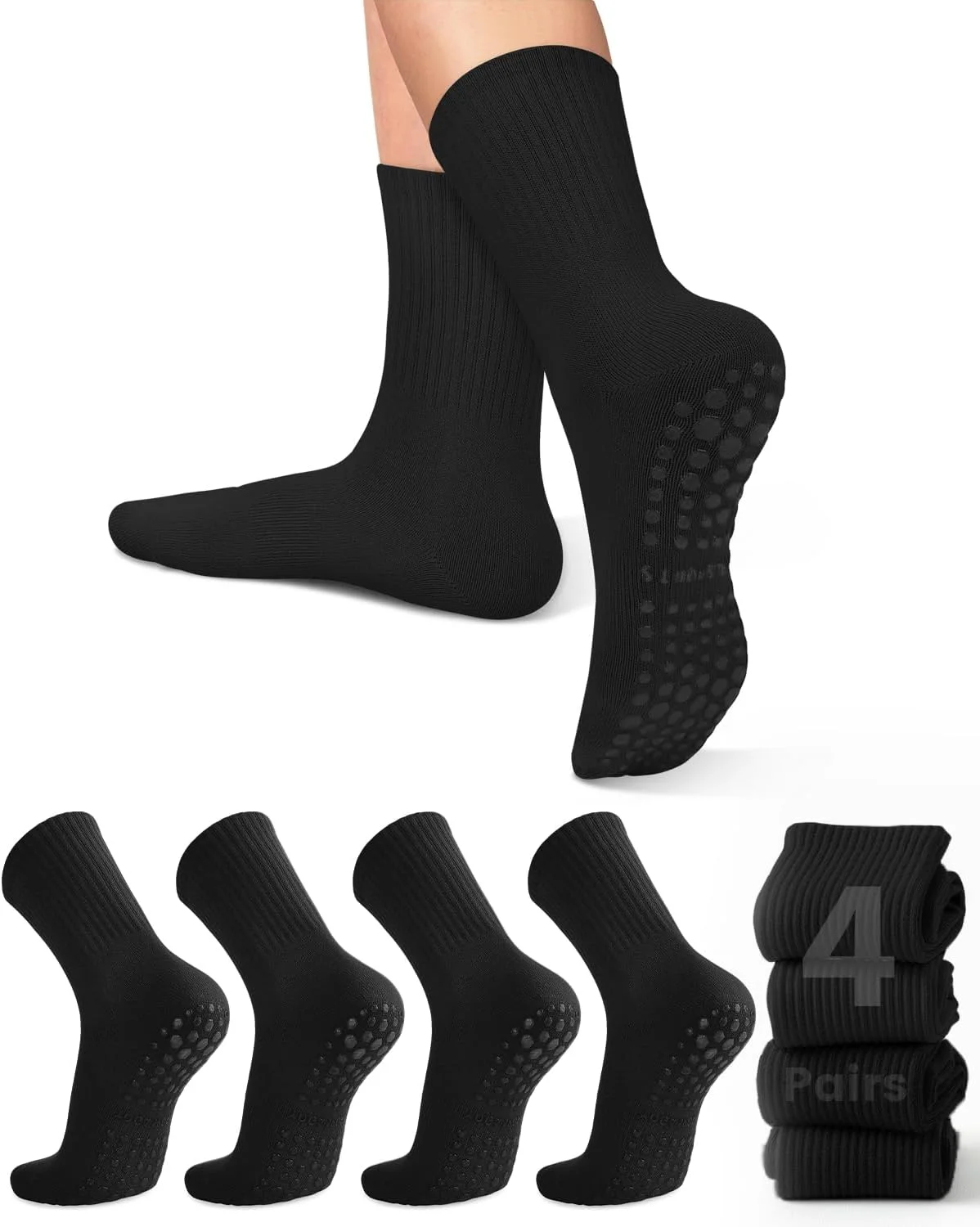 ถุงเท้าโยคะสำหรับผู้หญิง 4 คู่ - Yoga Pilates Yoga บทวิจารณ์และราคา