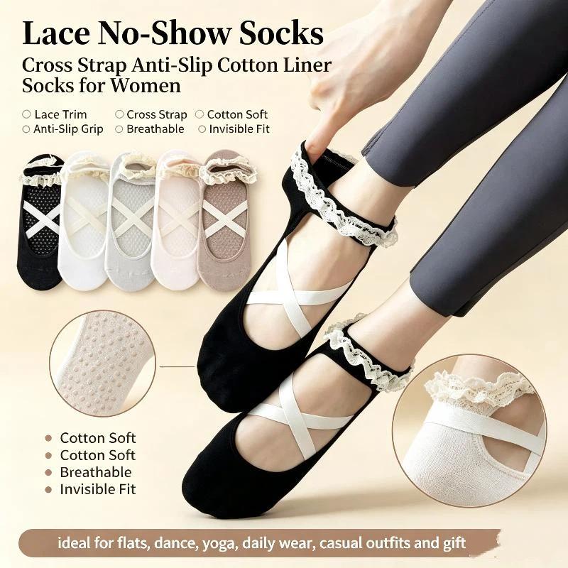 1 คู่ ถุงเท้าพิลาทิสลายลูกไม้ส - Yoga Pilates Yoga บทวิจารณ์และราคา