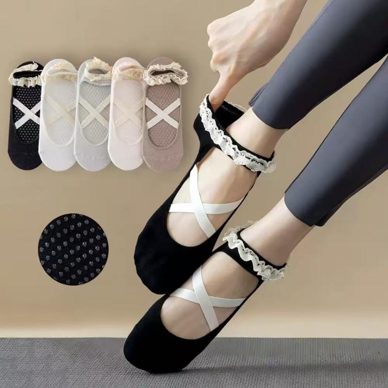 1 คู่ ถุงเท้าพิลาทิสลายลูกไม้ส - Yoga Pilates Yoga บทวิจารณ์และราคา